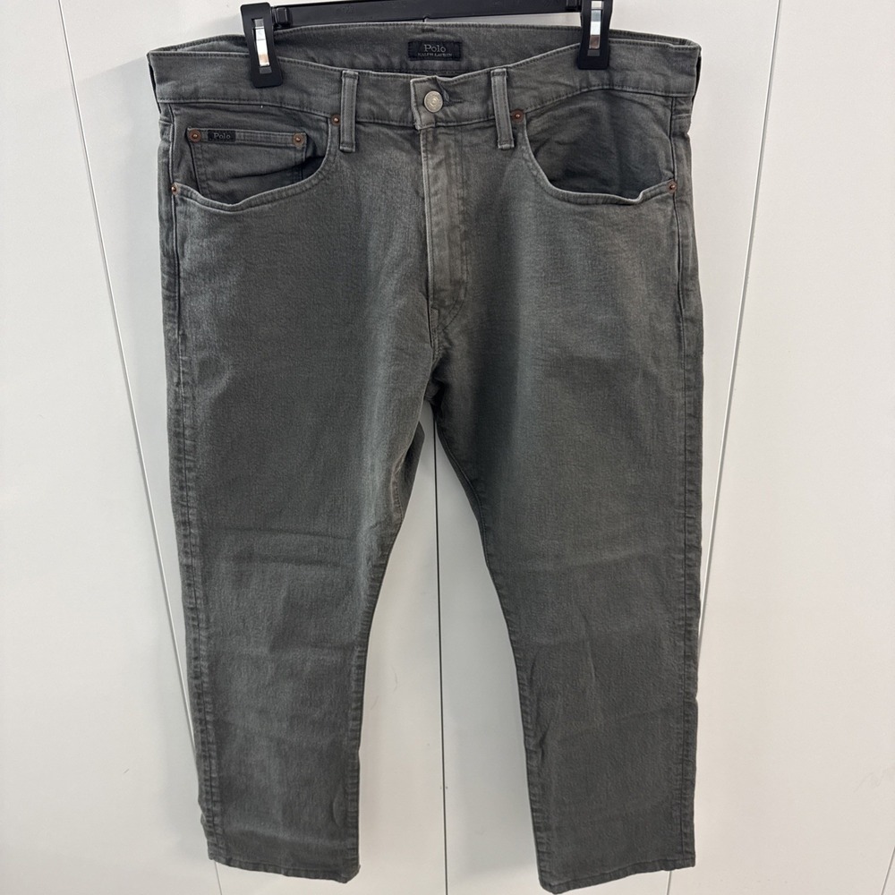 Polo Ralph Lauren Varick Slim Straight Jeans Mens 35x30 Gray Denim
